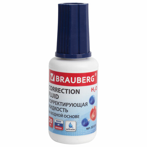 Корректирующая жидкость BRAUBERG на водной основе, 20 мл, с кисточкой, 221270 Корректирующая жидкость BRAUBERG на водной основе, 20 мл, с кисточкой, 221270 — изображение 1