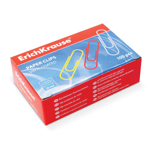 Скрепки металлические ERICH KRAUSE "Classic", 28 мм, цветные, 100 шт., в картонной коробке, 24871 Скрепки металлические ERICH KRAUSE "Classic", 28 мм, цветные, 100 шт., в картонной коробке, 24871 — изображение 1