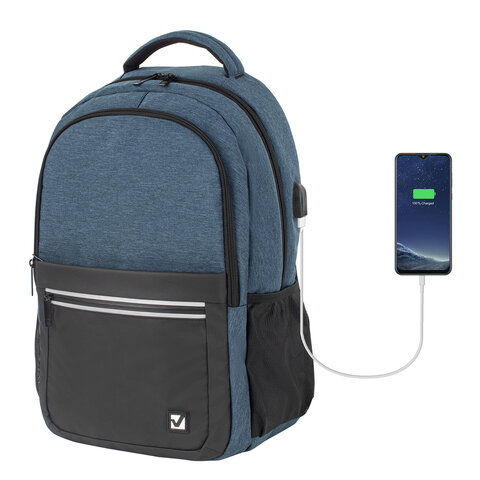 Рюкзак BRAUBERG URBAN универсальный, с отделением для ноутбука, USB-порт, "Denver", синий, 46х30х16 см, 229893 Рюкзак BRAUBERG URBAN универсальный, с отделением для ноутбука, USB-порт, "Denver", синий, 46х30х16 см, 229893 — изображение 1