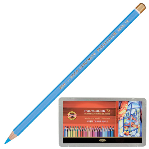 Карандаши цветные художественные KOH-I-NOOR "Polycolor", 72 цвета, 3,8 мм, металлическая коробка, 3827072001PL Карандаши цветные художественные KOH-I-NOOR "Polycolor", 72 цвета, 3,8 мм, металлическая коробка, 3827072001PL — изображение 1